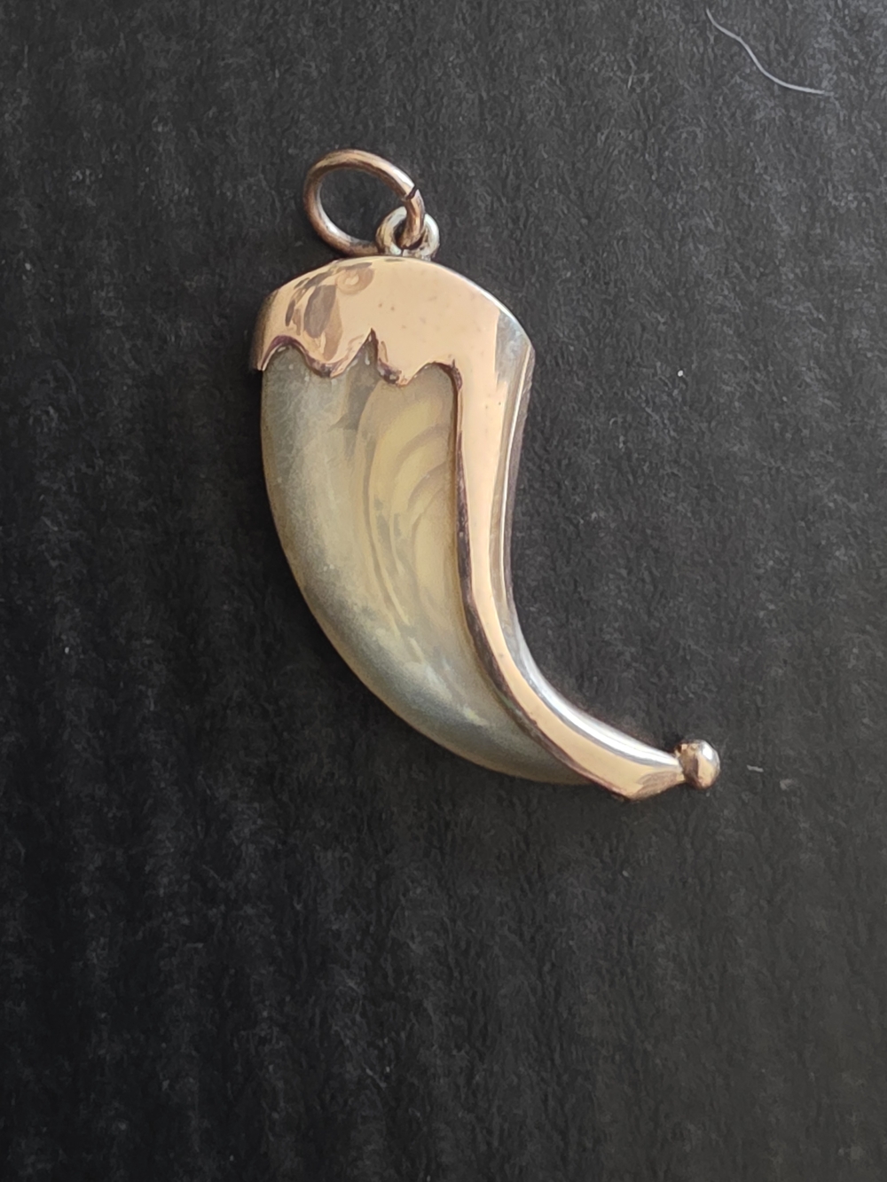 14kt Gold Bengal Tiger Claw Pendant Necklace Charm in Cream and Gold